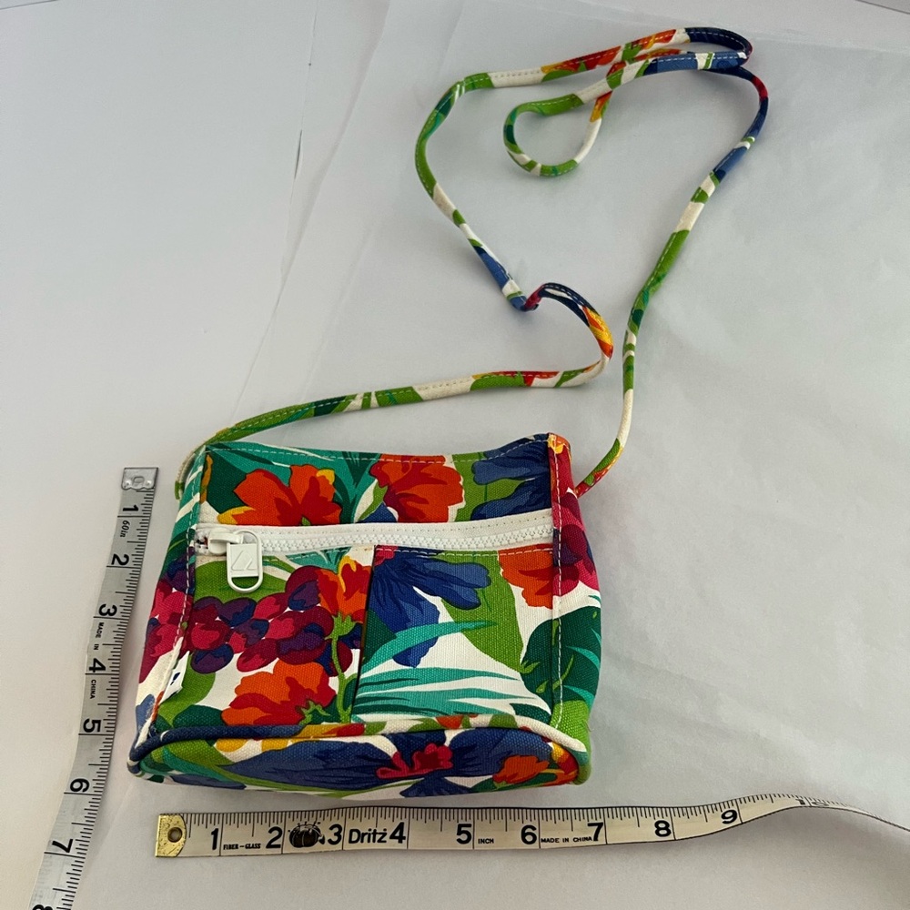Liz Claiborne 90’s Tropical canvas mini crossbody purse EUC